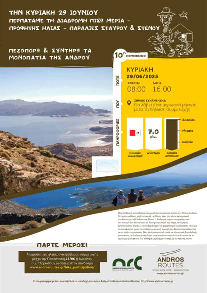 Την Κυριακή 29 Ιουνίου περπατάμε τη διαδρομή Πίσω Μεριά – Προφήτης Ηλίας – Παραλίες Σταυρού & Στενού